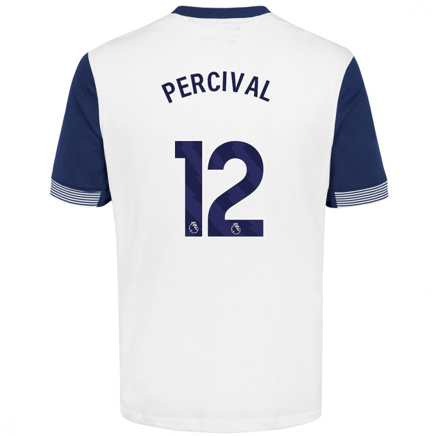 Niño Fútbol Camiseta Ria Percival #12 Blanco Azul 1ª Equipación 2024/25 México