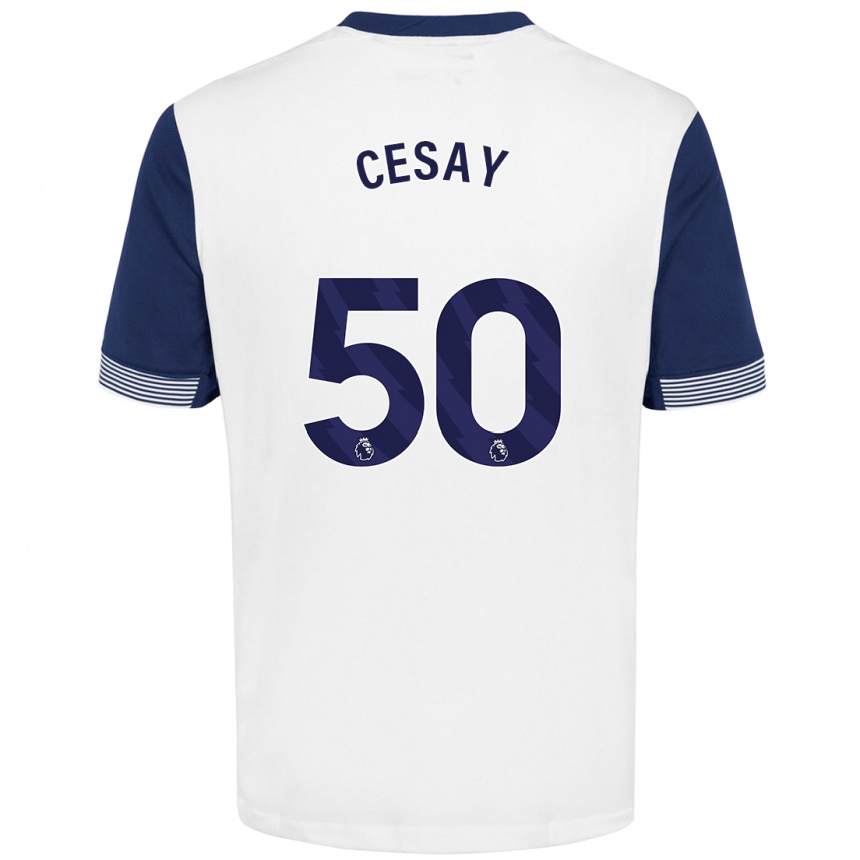 Niño Fútbol Camiseta Kallum Cesay #50 Blanco Azul 1ª Equipación 2024/25 México