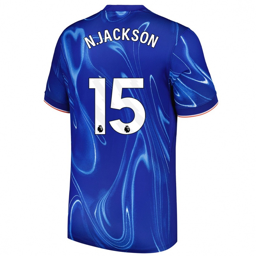 Niño Fútbol Camiseta Nicolas Jackson #15 Azul Blanco 1ª Equipación 2024/25 México