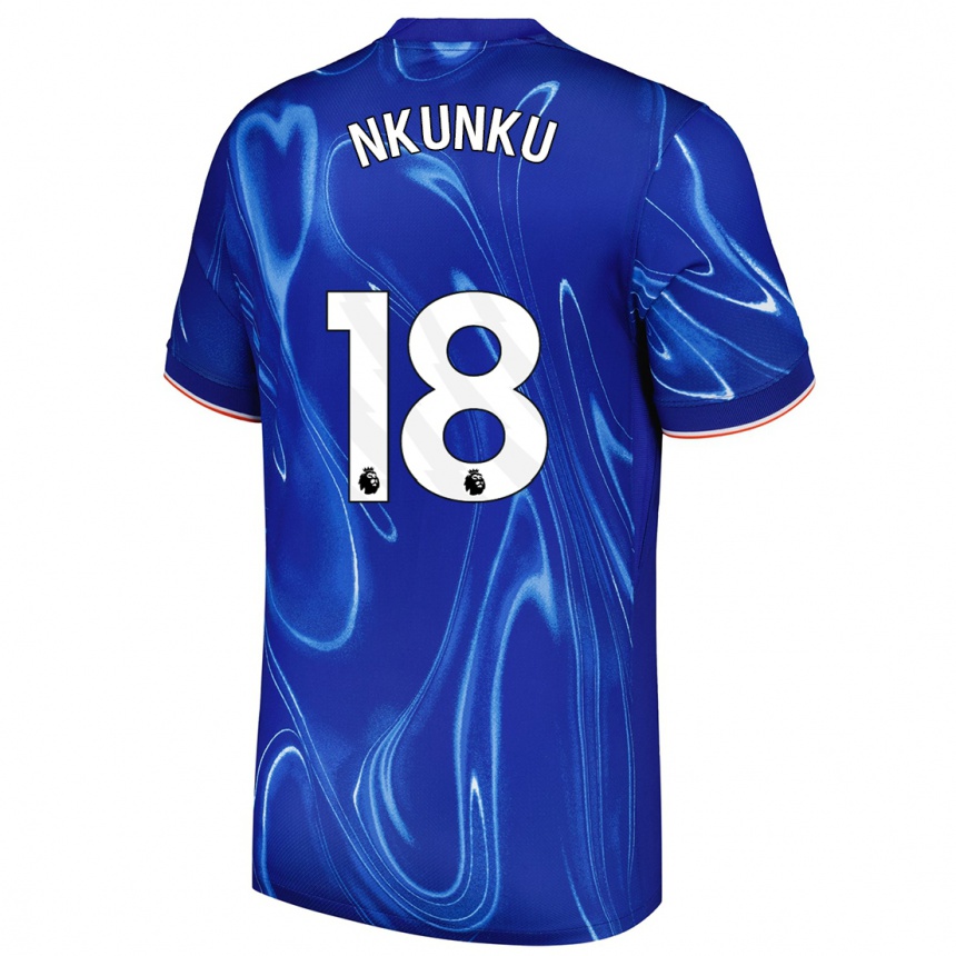 Niño Fútbol Camiseta Christopher Nkunku #18 Azul Blanco 1ª Equipación 2024/25 México