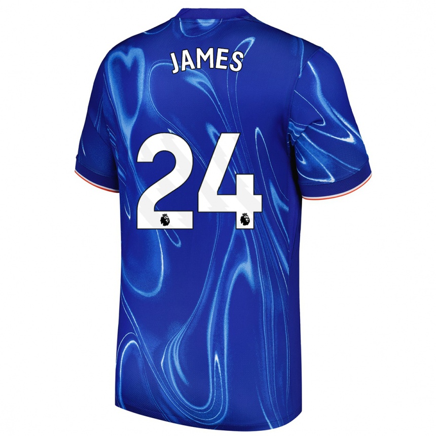 Niño Fútbol Camiseta Reece James #24 Azul Blanco 1ª Equipación 2024/25 México