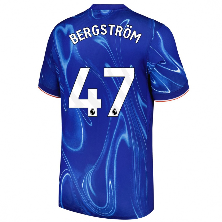 Niño Fútbol Camiseta Lucas Bergström #47 Azul Blanco 1ª Equipación 2024/25 México