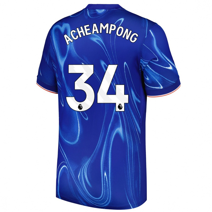 Niño Fútbol Camiseta Josh Acheampong #34 Azul Blanco 1ª Equipación 2024/25 México