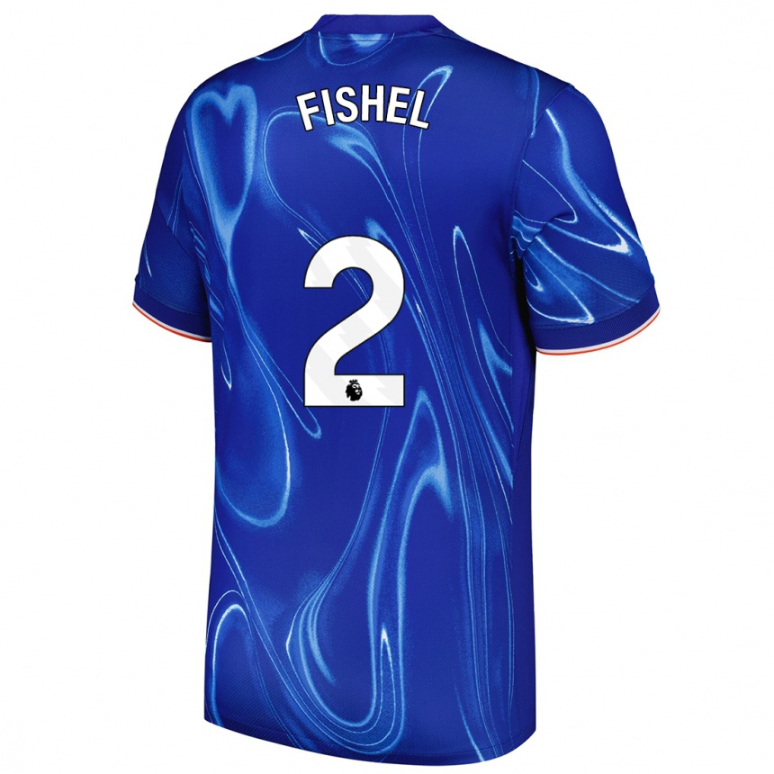 Niño Fútbol Camiseta Mia Fishel #2 Azul Blanco 1ª Equipación 2024/25 México