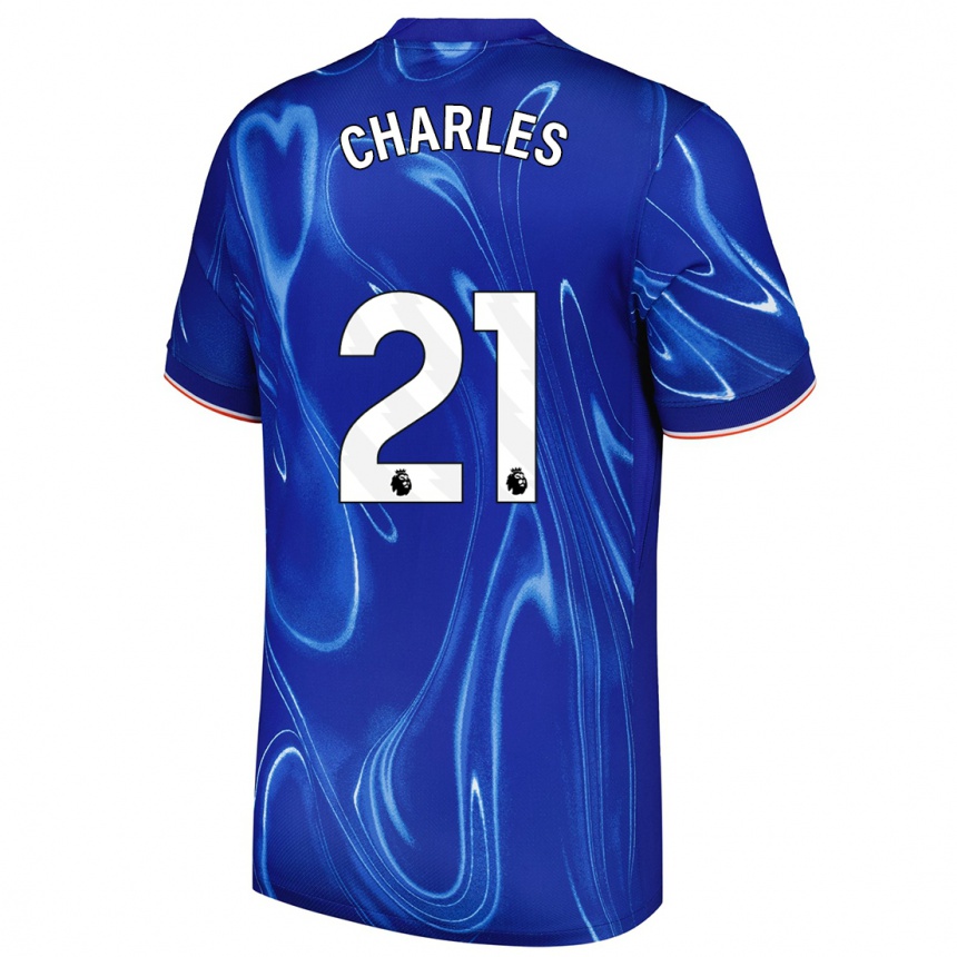 Niño Fútbol Camiseta Niamh Charles #21 Azul Blanco 1ª Equipación 2024/25 México