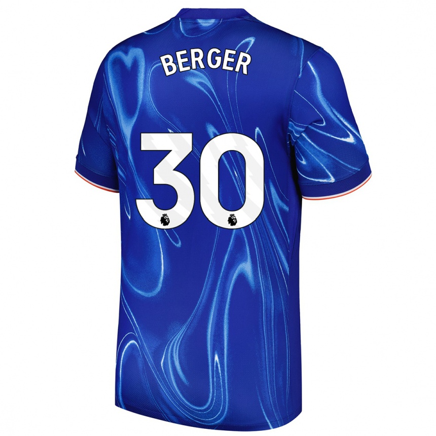 Niño Fútbol Camiseta Ann-Katrin Berger #30 Azul Blanco 1ª Equipación 2024/25 México