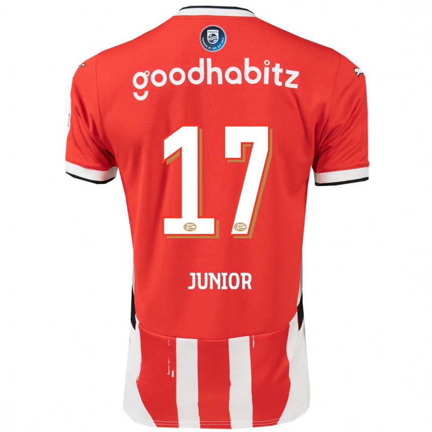 Niño Fútbol Camiseta Mauro Júnior #17 Rojo Blanco 1ª Equipación 2024/25 México