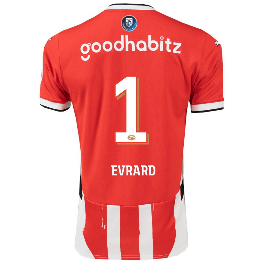 Niño Fútbol Camiseta Nicky Evrard #1 Rojo Blanco 1ª Equipación 2024/25 México