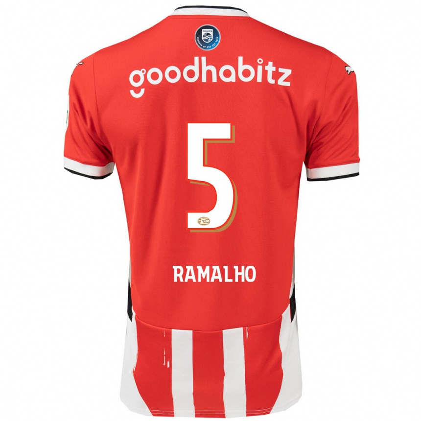 Niño Fútbol Camiseta André Ramalho #5 Rojo Blanco 1ª Equipación 2024/25 México