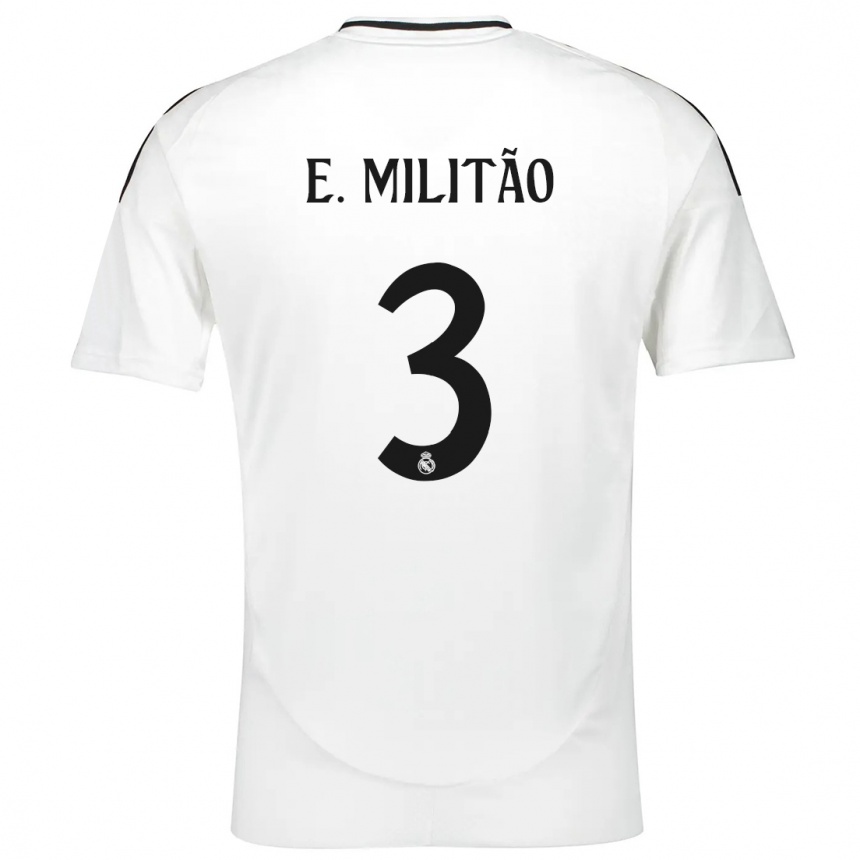 Niño Fútbol Camiseta Eder Militao #3 Blanco 1ª Equipación 2024/25 México