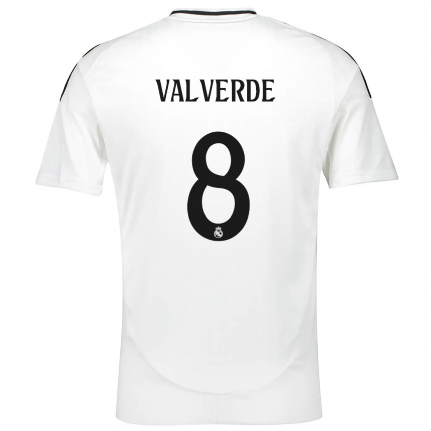 Niño Fútbol Camiseta Federico Valverde #8 Blanco 1ª Equipación 2024/25 México