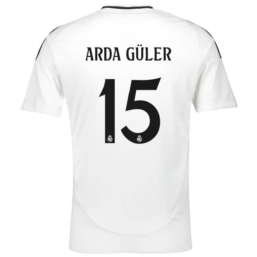 Niño Fútbol Camiseta Arda Güler #15 Blanco 1ª Equipación 2024/25 México