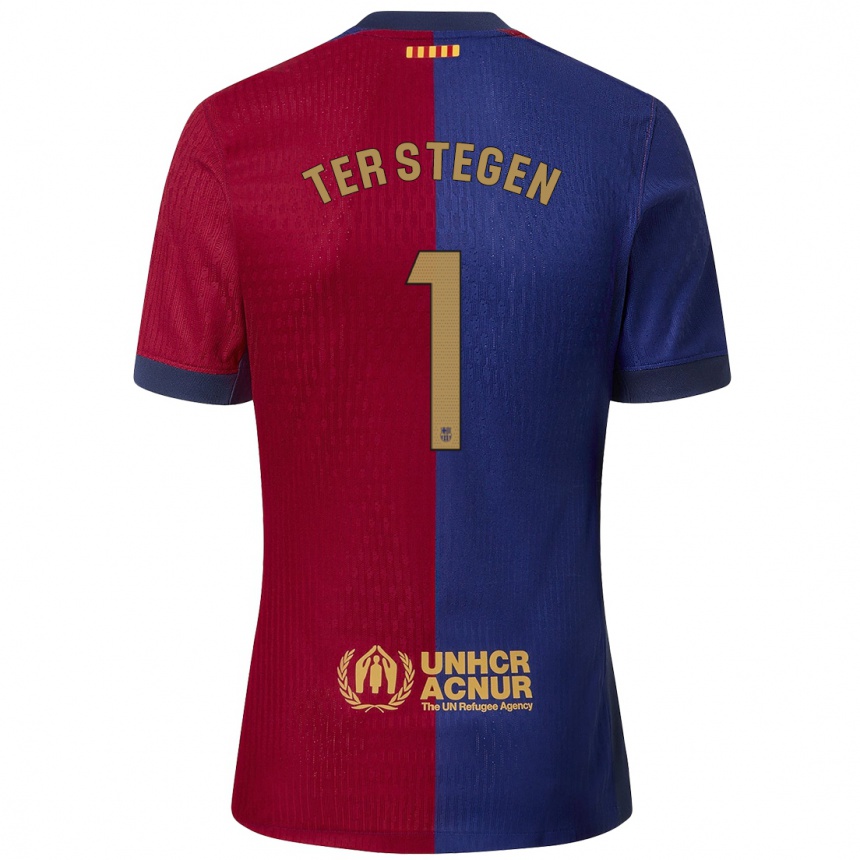 Niño Fútbol Camiseta Marc-Andre Ter Stegen #1 Azul Rojo 1ª Equipación 2024/25 México