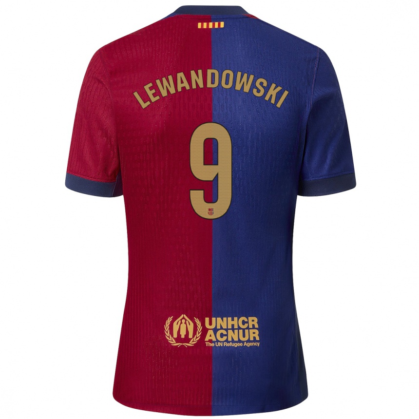 Niño Fútbol Camiseta Robert Lewandowski #9 Azul Rojo 1ª Equipación 2024/25 México