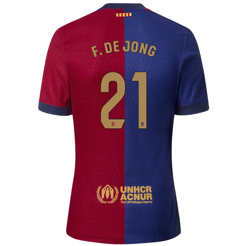 Niño Fútbol Camiseta Frenkie De Jong #21 Azul Rojo 1ª Equipación 2024/25 México