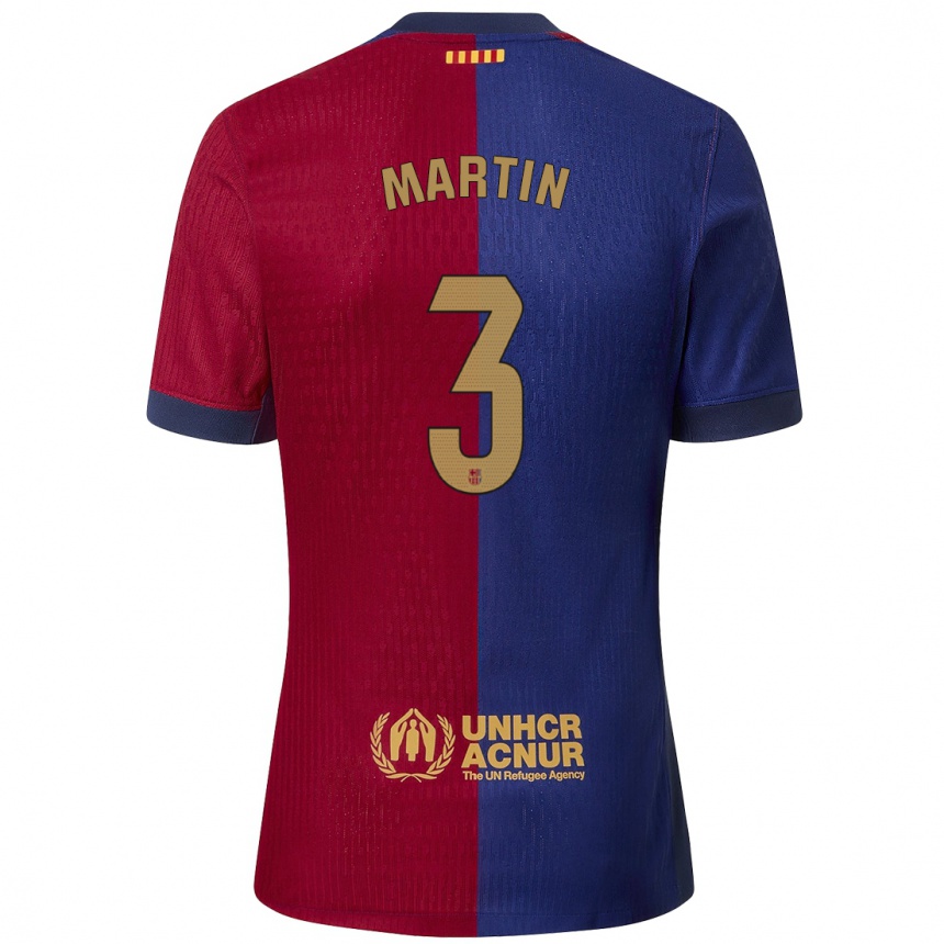 Niño Fútbol Camiseta Gerard Martin #3 Azul Rojo 1ª Equipación 2024/25 México