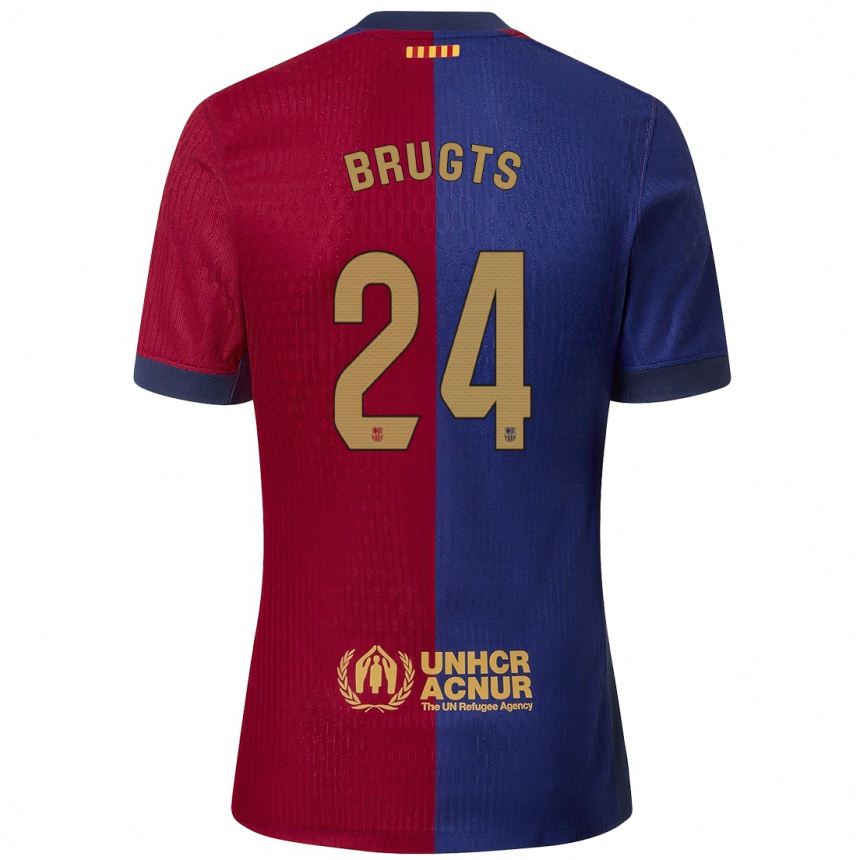 Niño Fútbol Camiseta Esmee Brugts #24 Azul Rojo 1ª Equipación 2024/25 México