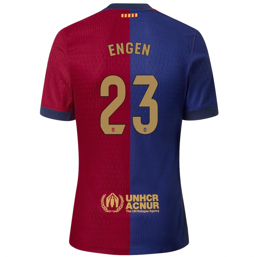 Niño Fútbol Camiseta Ingrid Engen #23 Azul Rojo 1ª Equipación 2024/25 México