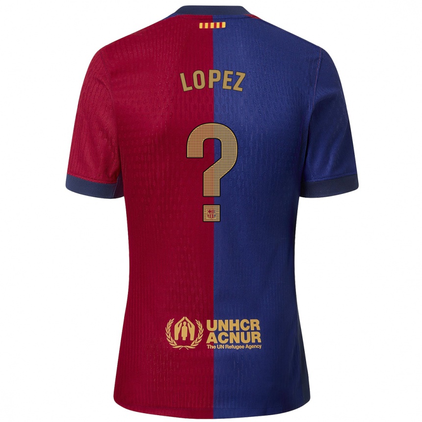 Niño Fútbol Camiseta Pablo Lopez #0 Azul Rojo 1ª Equipación 2024/25 México