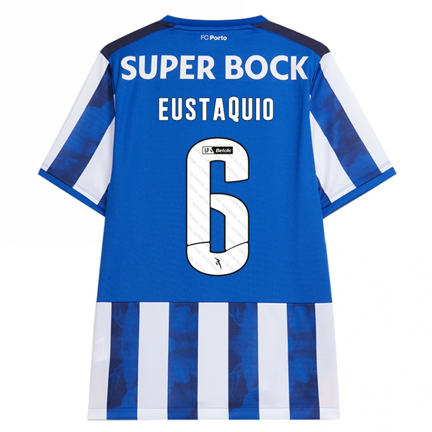 Niño Fútbol Camiseta Stephen Eustaquio #6 Azul Blanco 1ª Equipación 2024/25 México