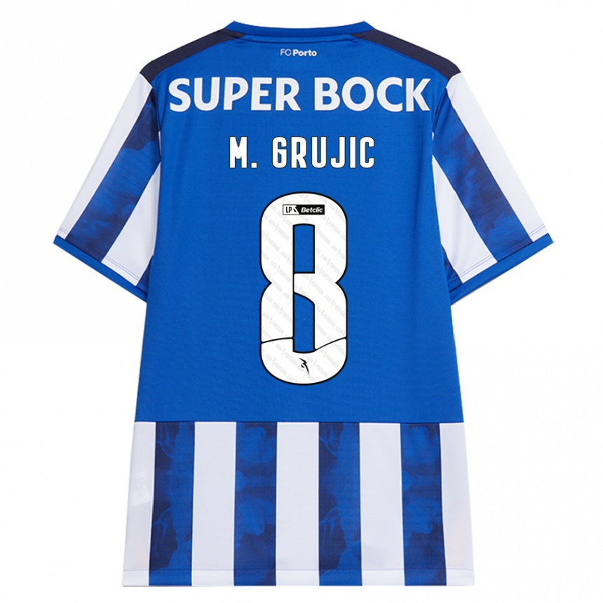 Niño Fútbol Camiseta Marko Grujic #8 Azul Blanco 1ª Equipación 2024/25 México