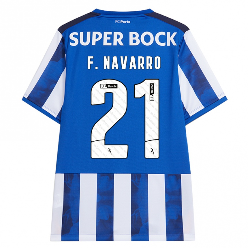 Niño Fútbol Camiseta Fran Navarro #21 Azul Blanco 1ª Equipación 2024/25 México