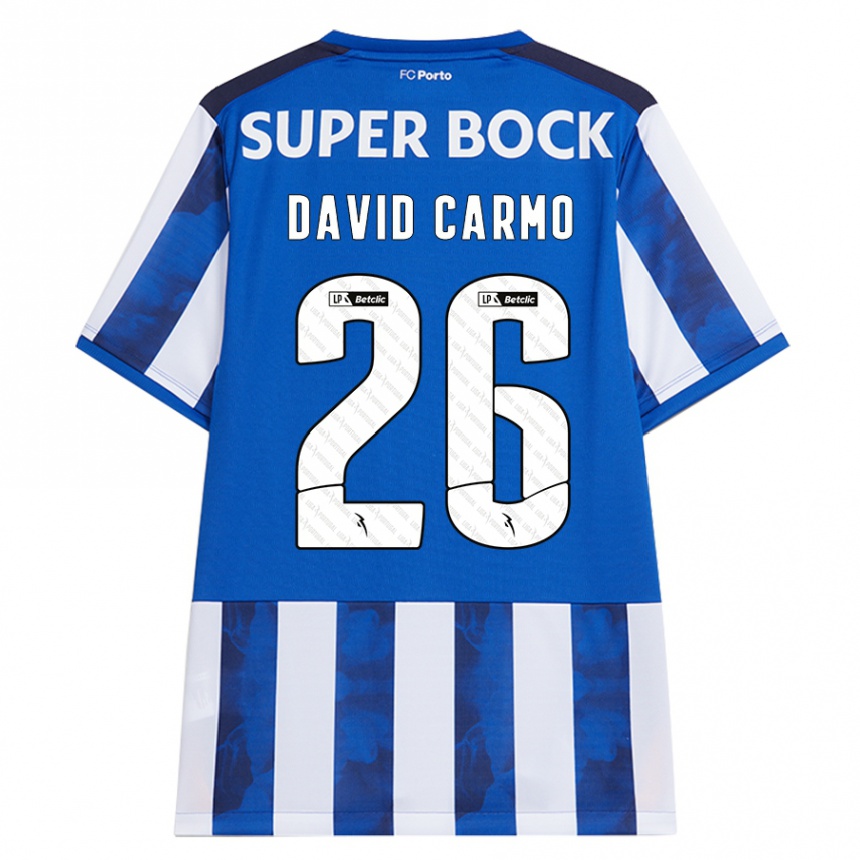 Niño Fútbol Camiseta David Carmo #26 Azul Blanco 1ª Equipación 2024/25 México