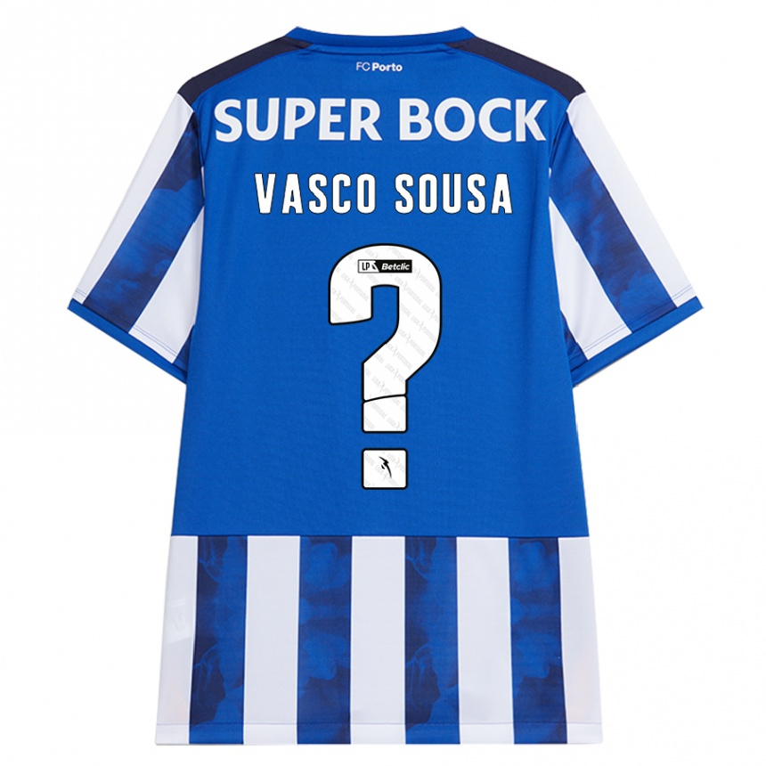 Niño Fútbol Camiseta Vasco Sousa #0 Azul Blanco 1ª Equipación 2024/25 México