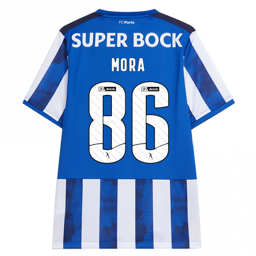 Niño Fútbol Camiseta Rodrigo Mora #86 Azul Blanco 1ª Equipación 2024/25 México