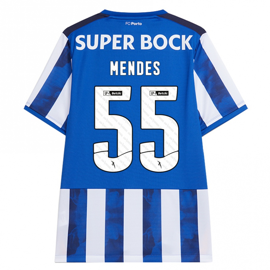 Niño Fútbol Camiseta João Mendes #55 Azul Blanco 1ª Equipación 2024/25 México