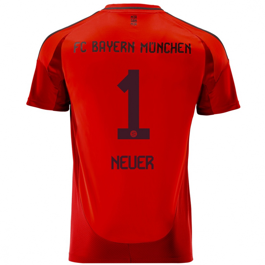 Niño Fútbol Camiseta Manuel Neuer #1 Rojo 1ª Equipación 2024/25 México