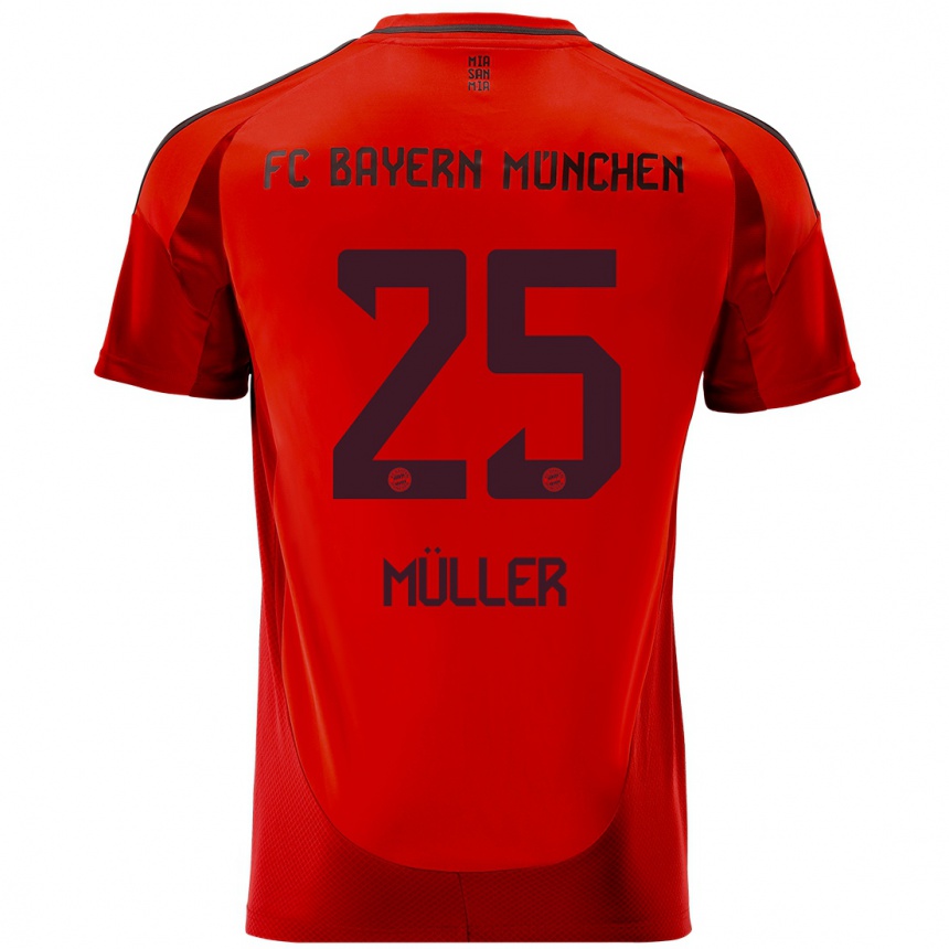 Niño Fútbol Camiseta Thomas Muller #25 Rojo 1ª Equipación 2024/25 México