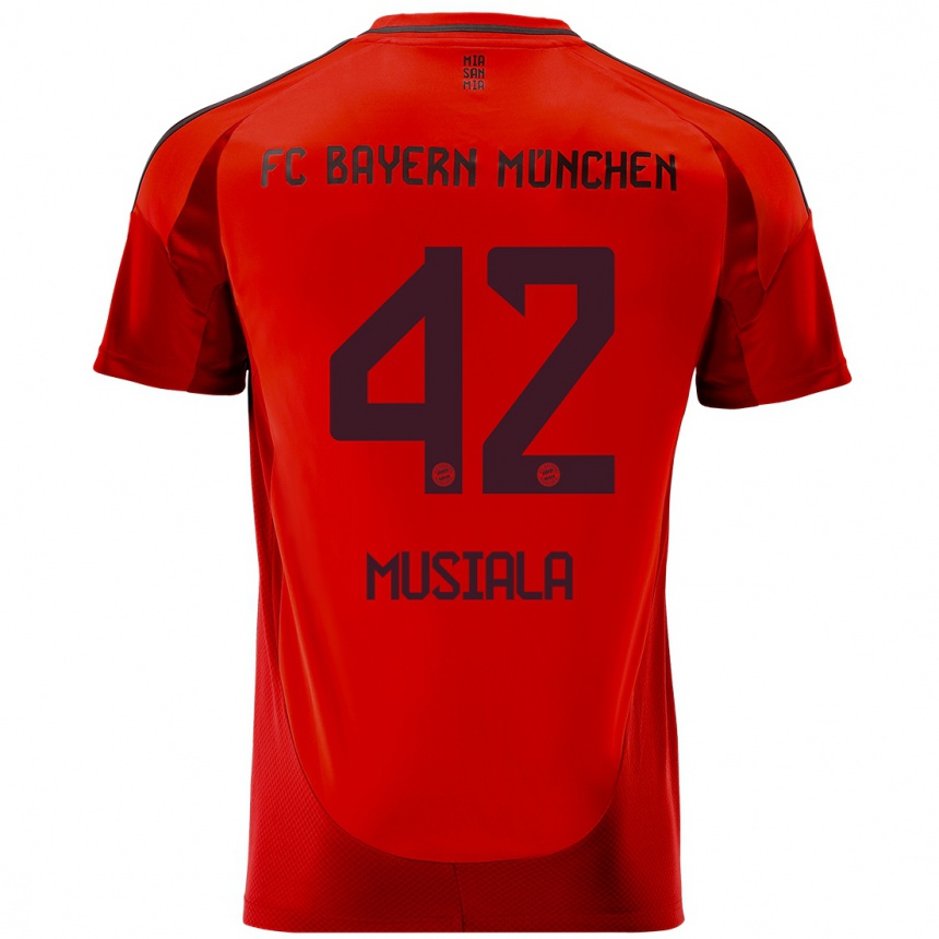 Niño Fútbol Camiseta Jamal Musiala #42 Rojo 1ª Equipación 2024/25 México