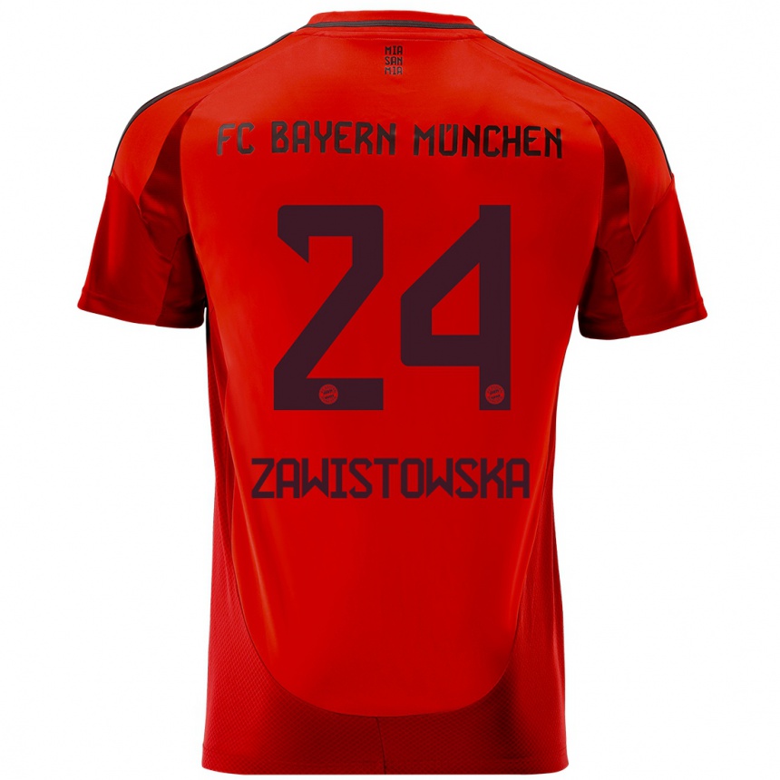 Niño Fútbol Camiseta Weronika Zawistowska #24 Rojo 1ª Equipación 2024/25 México