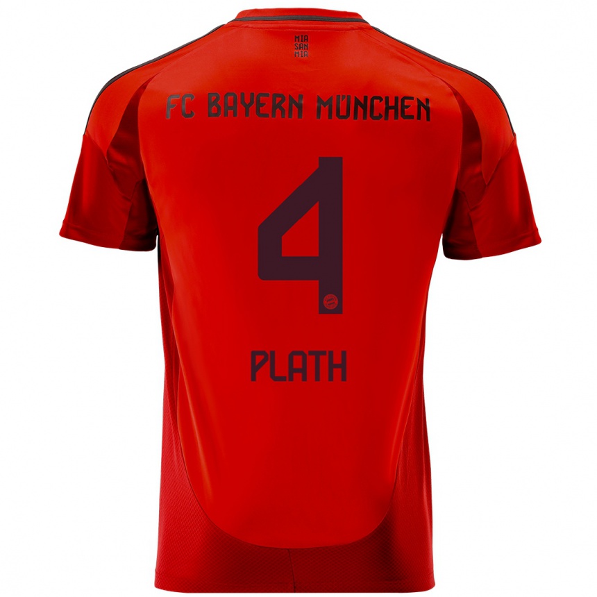 Niño Fútbol Camiseta Max Plath #4 Rojo 1ª Equipación 2024/25 México