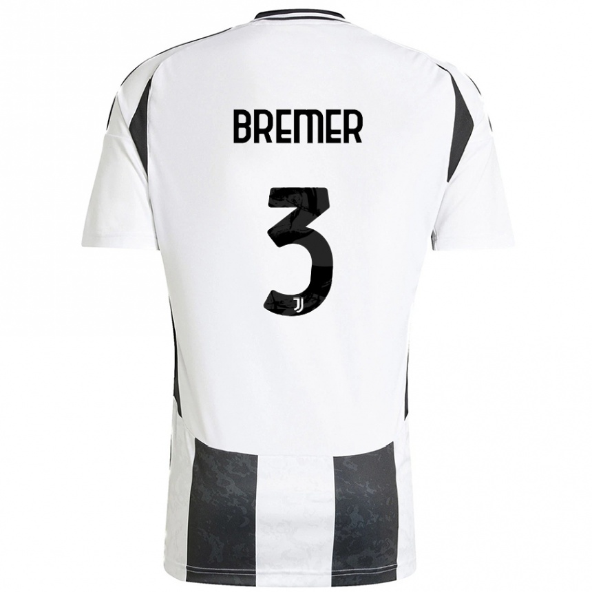 Niño Fútbol Camiseta Bremer #3 Blanco Negro 1ª Equipación 2024/25 México