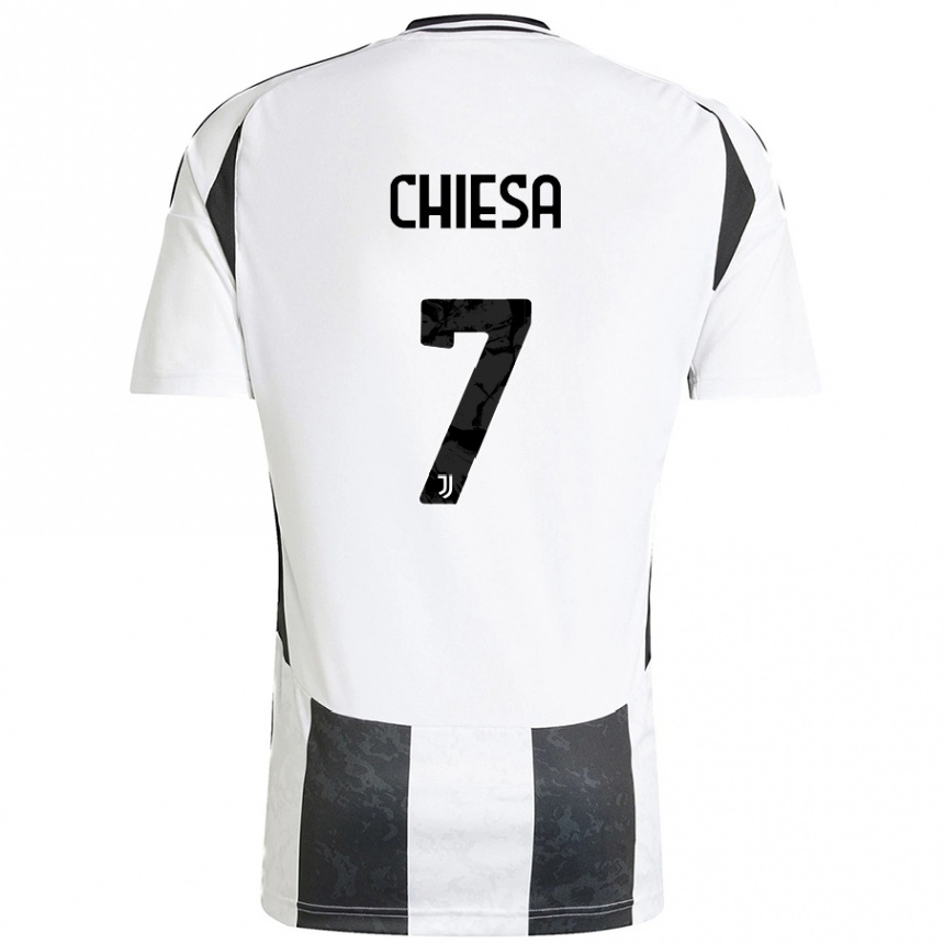 Niño Fútbol Camiseta Federico Chiesa #7 Blanco Negro 1ª Equipación 2024/25 México