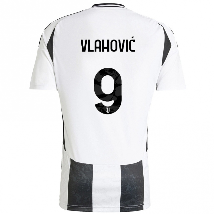 Niño Fútbol Camiseta Dusan Vlahovic #9 Blanco Negro 1ª Equipación 2024/25 México