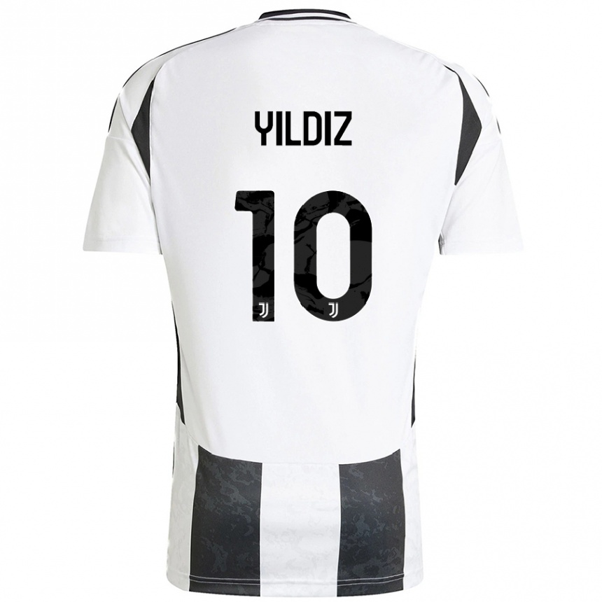 Niño Fútbol Camiseta Kenan Yildiz #10 Blanco Negro 1ª Equipación 2024/25 México