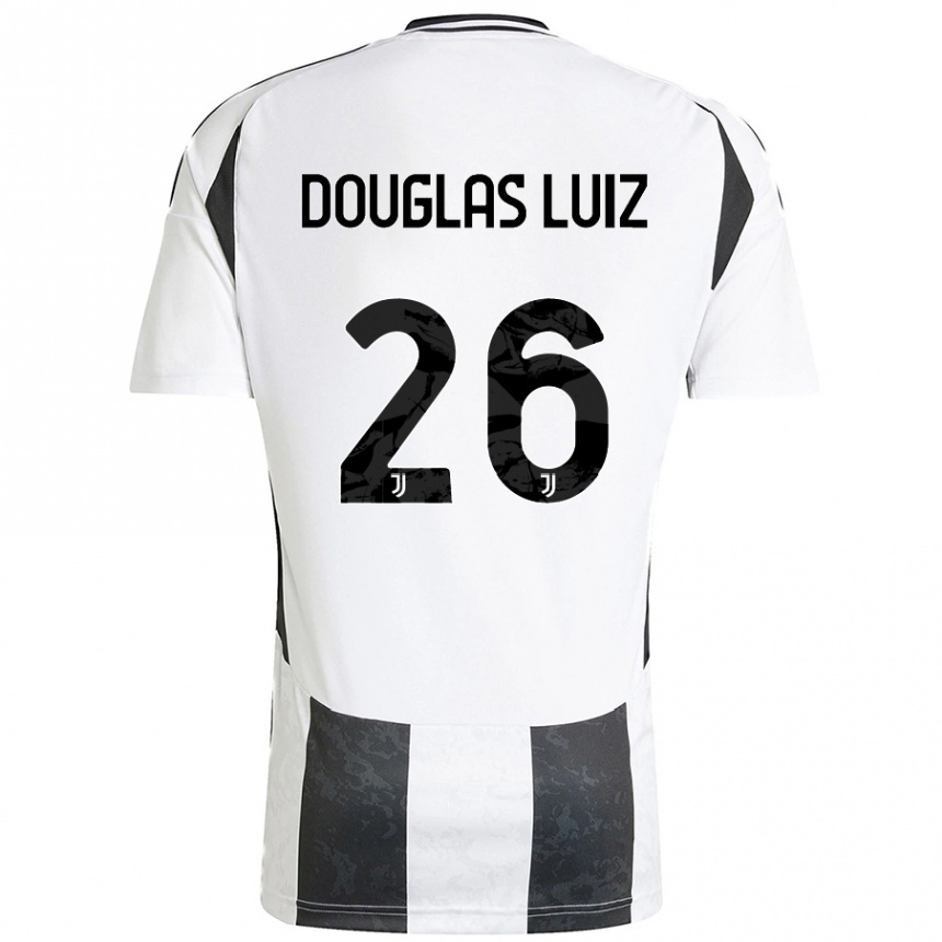 Niño Fútbol Camiseta Douglas Luiz #26 Blanco Negro 1ª Equipación 2024/25 México