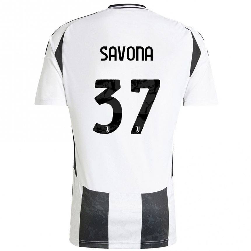 Niño Fútbol Camiseta Nicolo Savona #37 Blanco Negro 1ª Equipación 2024/25 México