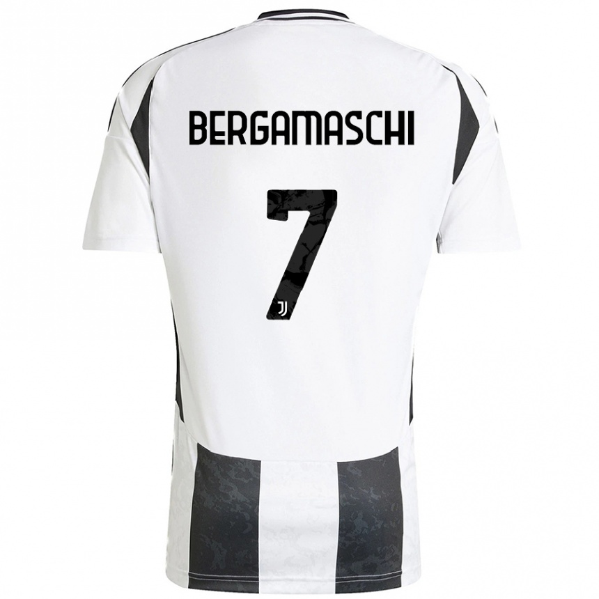 Niño Fútbol Camiseta Valentina Bergamaschi #7 Blanco Negro 1ª Equipación 2024/25 México