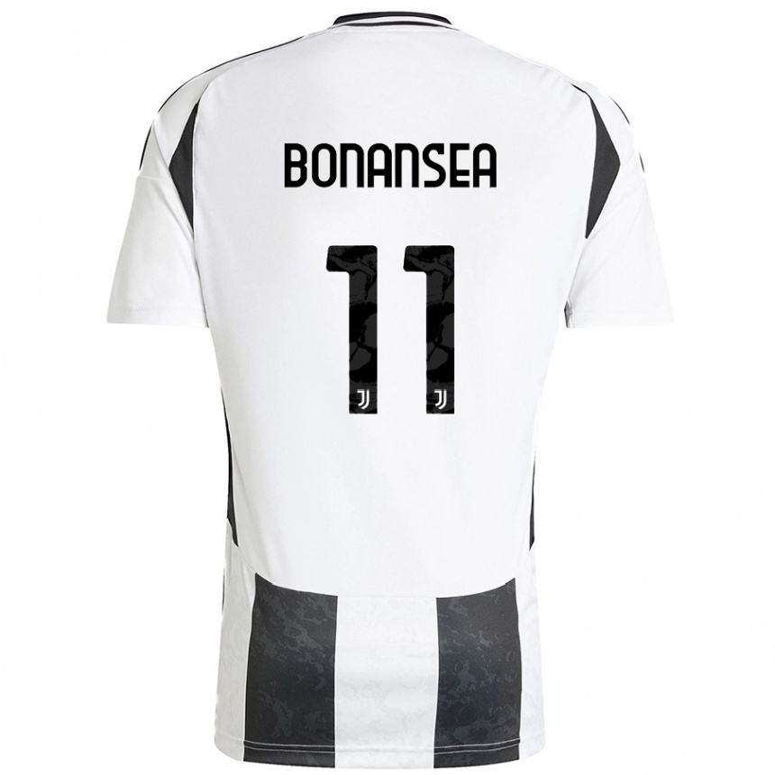 Niño Fútbol Camiseta Barbara Bonansea #11 Blanco Negro 1ª Equipación 2024/25 México