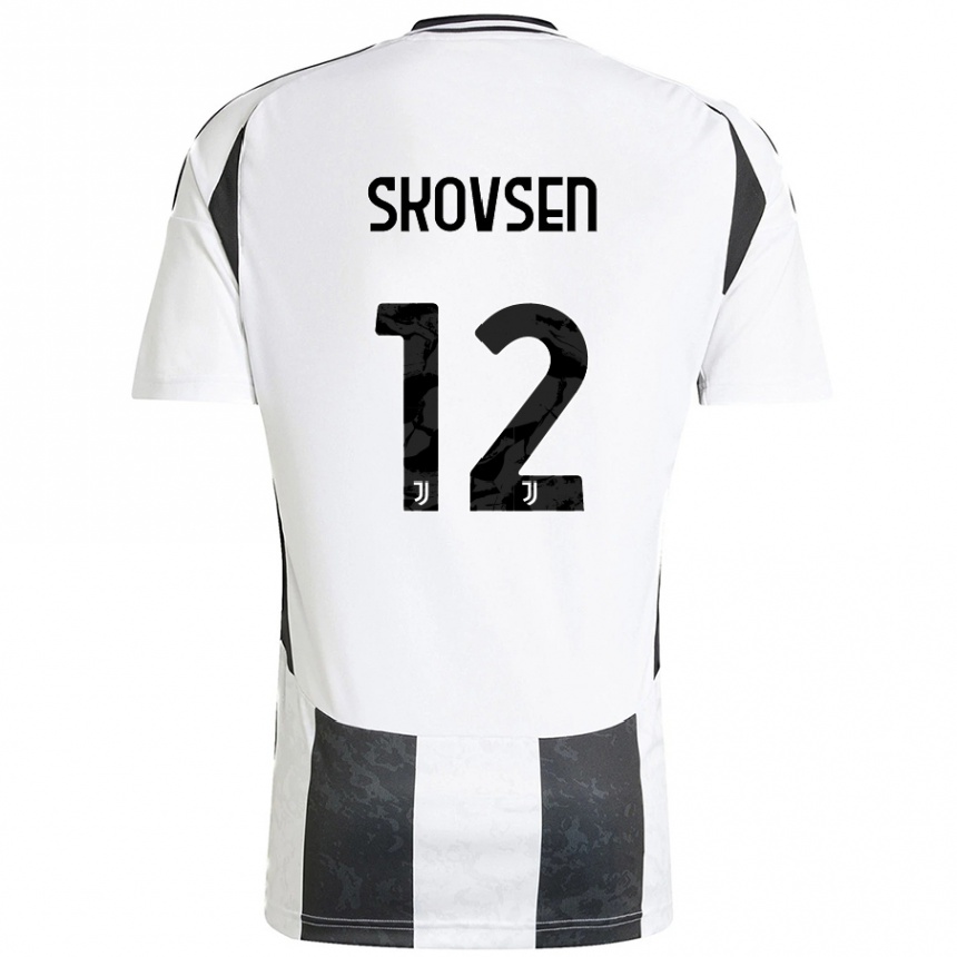 Niño Fútbol Camiseta Matilde Lundorf Skovsen #12 Blanco Negro 1ª Equipación 2024/25 México