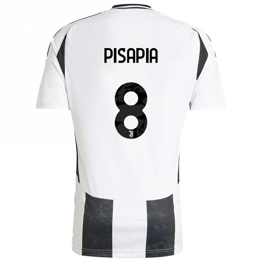 Niño Fútbol Camiseta Luciano Pisapia #8 Blanco Negro 1ª Equipación 2024/25 México