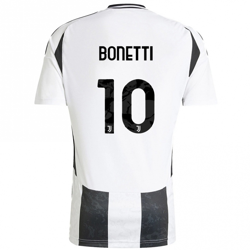 Niño Fútbol Camiseta Andrea Bonetti #10 Blanco Negro 1ª Equipación 2024/25 México