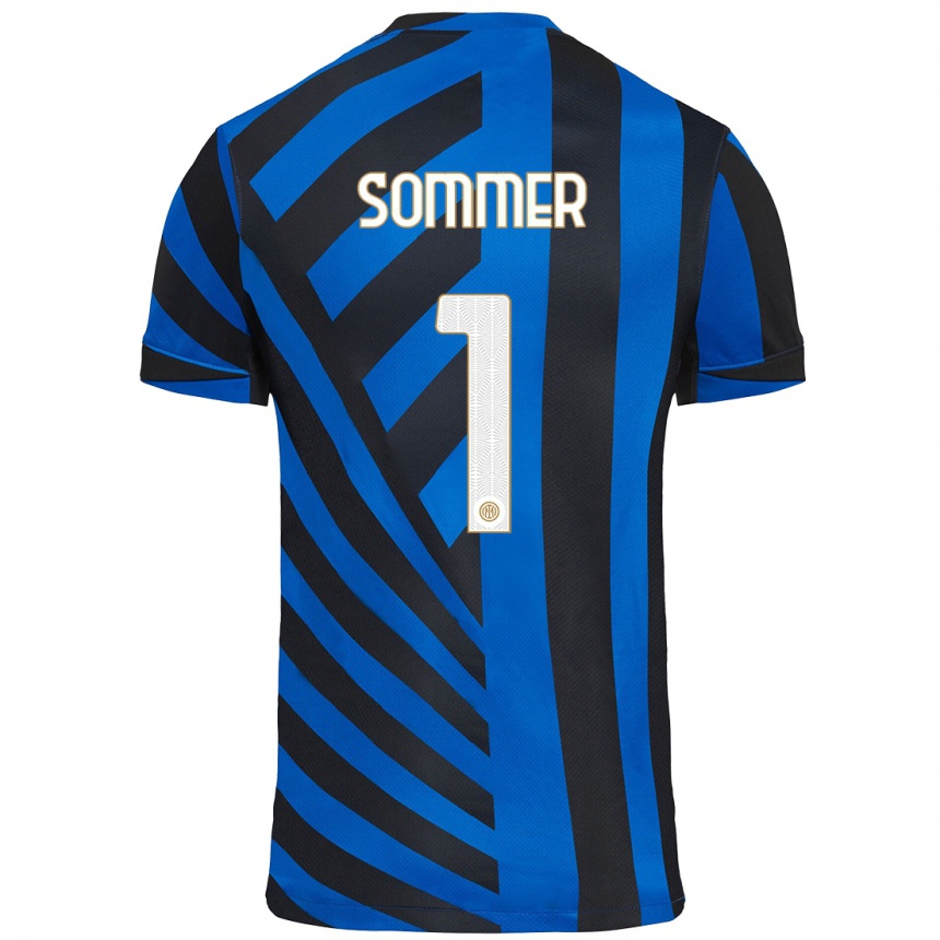 Niño Fútbol Camiseta Yann Sommer #1 Azul Negro 1ª Equipación 2024/25 México