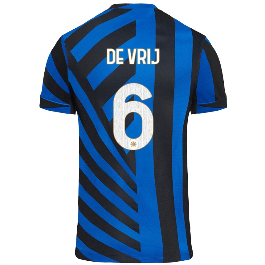 Niño Fútbol Camiseta Stefan De Vrij #6 Azul Negro 1ª Equipación 2024/25 México