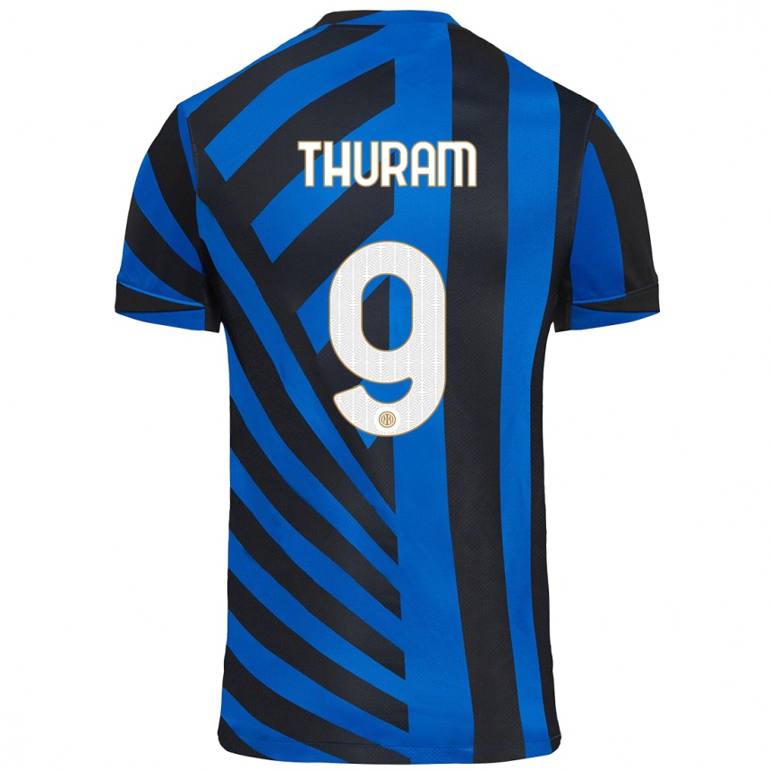 Niño Fútbol Camiseta Marcus Thuram #9 Azul Negro 1ª Equipación 2024/25 México