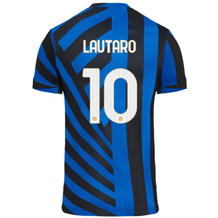 Niño Fútbol Camiseta Lautaro Martínez #10 Azul Negro 1ª Equipación 2024/25 México